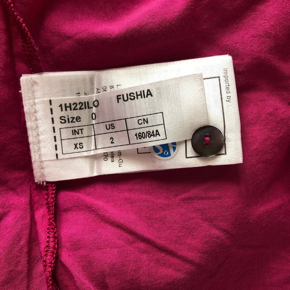 ba&sh Ilo Top 3/4 Sleeve Split Neck Embroidered Bib Fuchsia Pink NWT Size XS - Picture 12 of 13